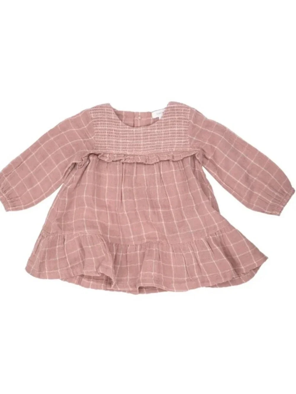 Angel Dear Mauve Pink Plaid Ruffle Dress